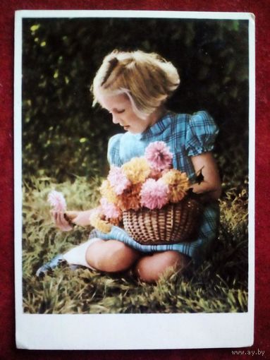 Дети Девочка с корзиной цветов