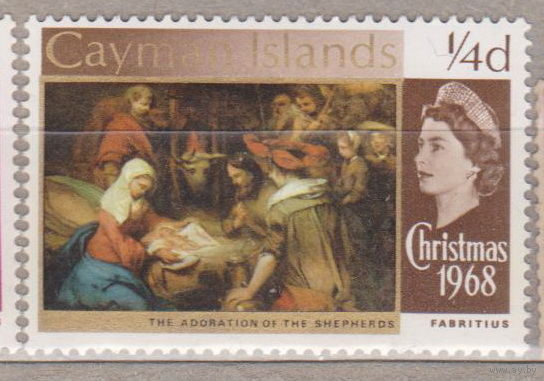 Каймановы острова Известные люди королева Елизавета II Рождество Религия  1968 год лот 50 ЧИСТАЯ