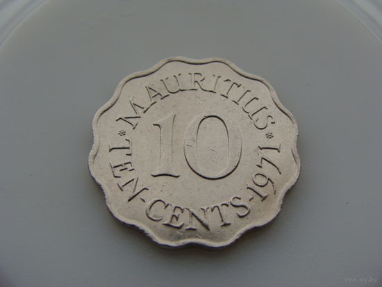 Маврикий."Британская колония" 10 центов 1971 год  КМ#33  "Правитель - Елизавета II"