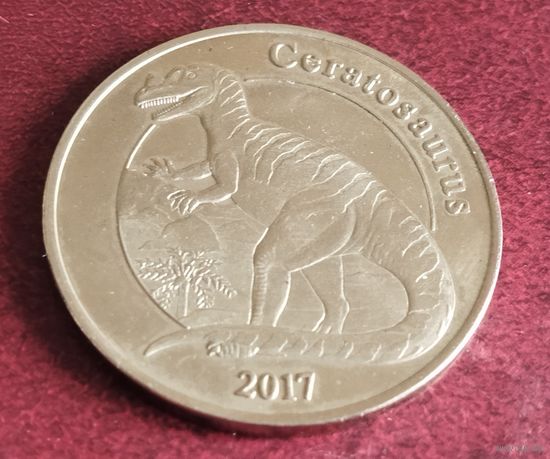 Майотта, 1 франк 2017 год. Цератозавр.
