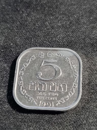 Шри-ланка 5 центов 1991