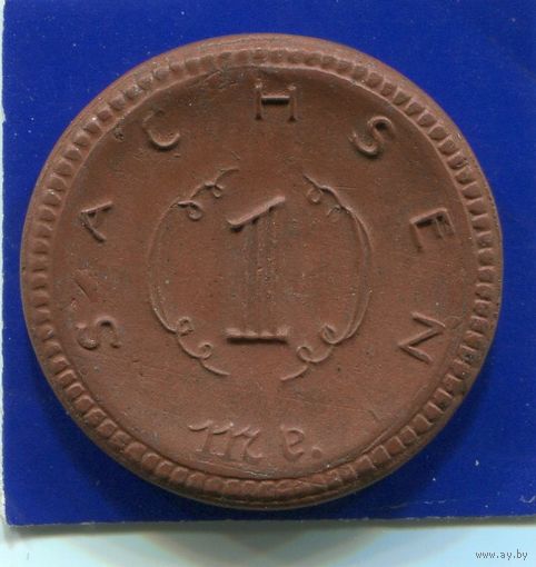 Германия , Саксония 1 марка 1921 , Мейсенский Фарфор