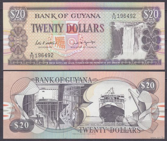 Гайана 20 долларов 1989 UNC P 27