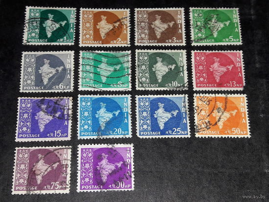 Индия 1957 Стандарт. Карта. Полная серия 14 марок