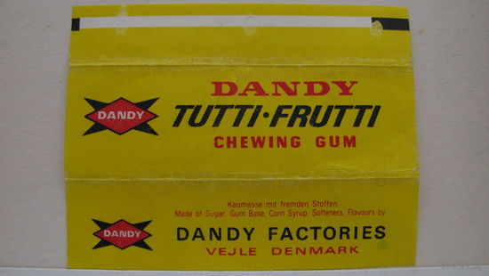 Обертка от жвачки Dandy Tutti-Frutti, Дания