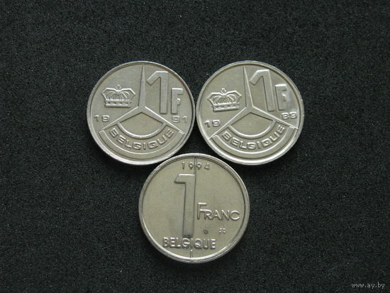 Бельгия 1 франк Q Цена за монету Список монет в наличии внизу (10)