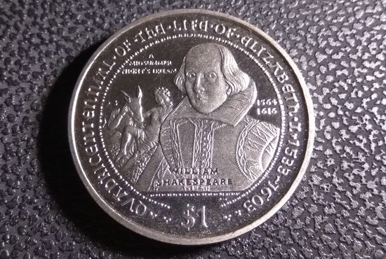 1 доллар 2003. Британские Виргинские острова (БВО). Вильям Шекспир.