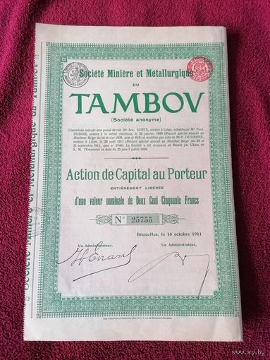 Акция Societe Miniere et Metallurgique du TAMBOV лот 11