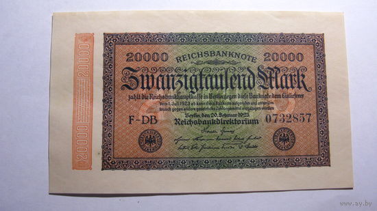 Германия Ro84с . 20000 марок 1923 ( 7 цифр в номере )