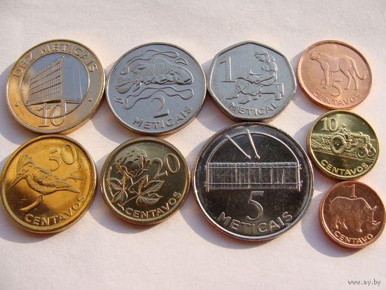 Мозамбик. набор 9 монет 1 сентаво - 10 метикал  2006 год