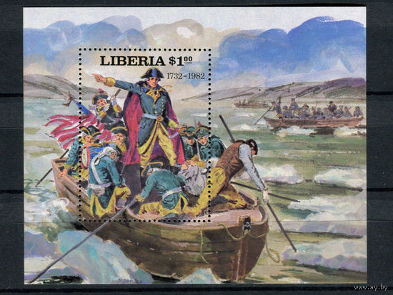 Либерия - 1981 - Джордж Вашингтон пересекает реку  Делавэр - [Mi. bl. 97] - полная серия - 1 блок. MNH.
