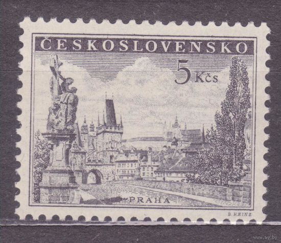 Чехословакия 1953 818 а  Карлов мост ЧЁРНОСЕРАЯ, ** (МАЙ