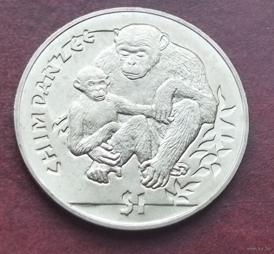 Сьерра-Леоне 1 доллар, 2010 Обезьяны - Шимпанзе