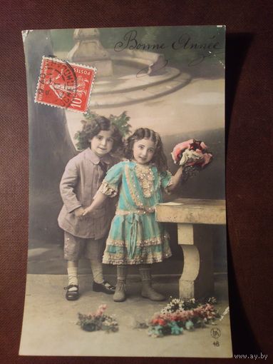 Винтажная открытка,Франция.Подписана 01.01.1910 г.