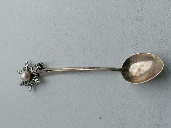 Изящная чайная ложка Снежинка, серебро 925 пр, с Рубля