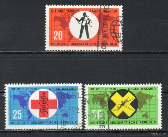 Победа над малярией ГДР 1963 год серия из 4-х марок