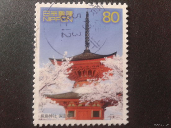 Япония 2001 религиозный храм, марка из блока