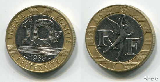 Франция. 10 франков (1989, XF)