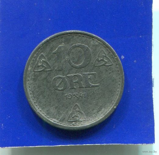 Норвегия 10 эре 1941 , цинк , немецкая оккупация