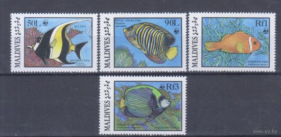 [1198] Мальдивы 1986. Фауна.Рыбы.WWF.  СЕРИЯ MNH. Кат.8,5 е.