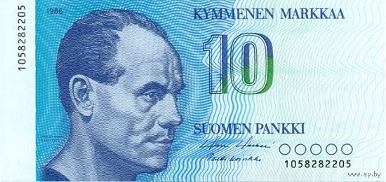 Финляндия 10 марок образца 1986 года UNC p113a(21)
