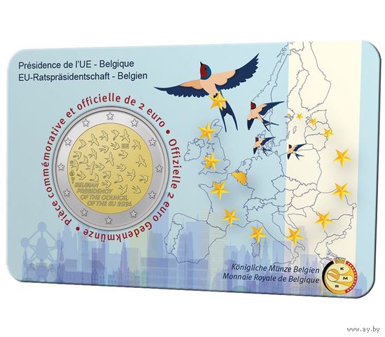 Бельгия 2 евро 2024 Председательство в Совете ЕС, в буклете BU