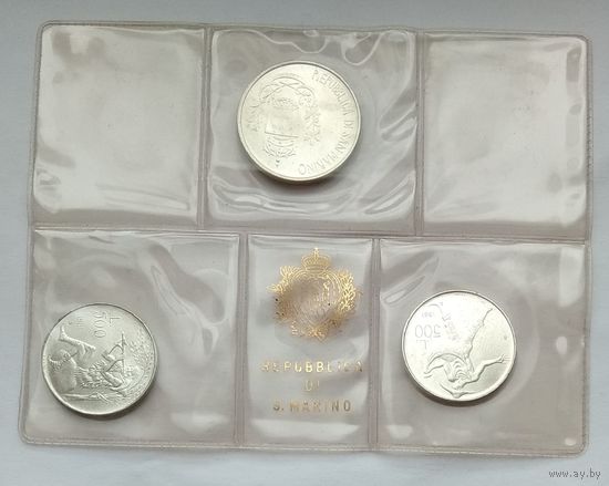 Сан-Марино 500, 1000 лир 1981 г. 2000 лет со дня смерти Виргилия. Комплект 3 монеты