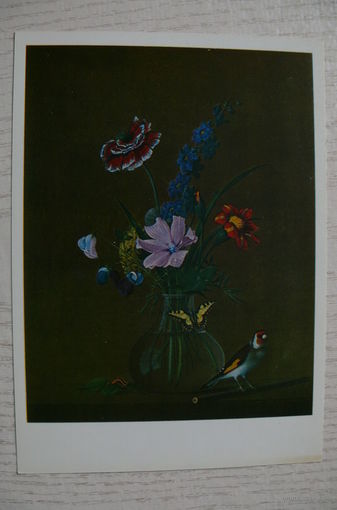 Толстой Ф., Букет цветов, бабочка и птичка.