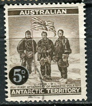 Австралийская антарктическая территория - 1959 - Экспедиция Шеклтона на Южный магнитный полюс. Надпечатка 5Р на 4Р - [Mi.2] - 1 марка. Гашеная.  (Лот 6Eu)-T5P2