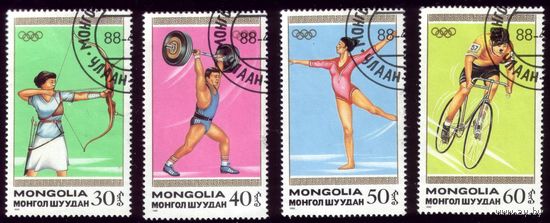 4 марки 1988 год Монголия Олимпиада 1965-1968