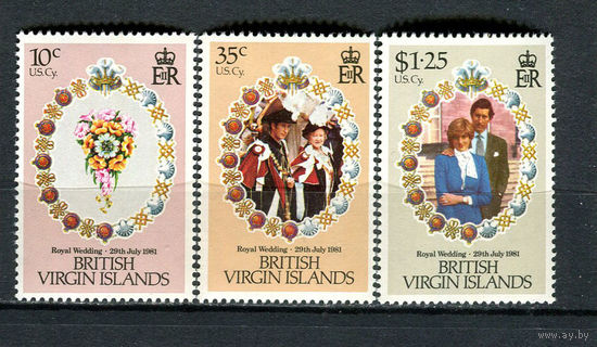 Британские Виргинские острова - 1981 - Свадьба принца Чарльза и Дианы Спенсер - [Mi. 408-410] - полная серия - 3 марки. MNH.  (LOT Ei45)-T10P47