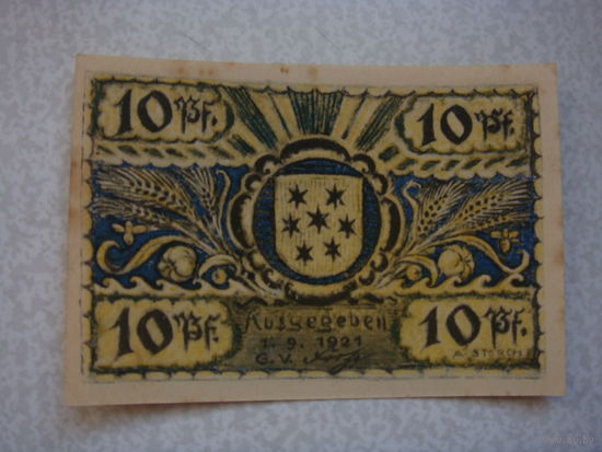 Германия 10 пфенингов  нотгельд 1921 г.
