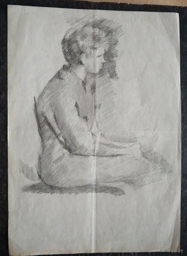 Крохалев Петр. Сидящая женщина. Рисунок. Карандаш. Бумага.21х29.5 см