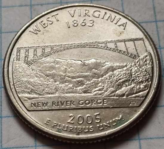 США 1/4 доллара, 2005 Квотер штата Западная Вирджиния      P      ( 2-4-3 )