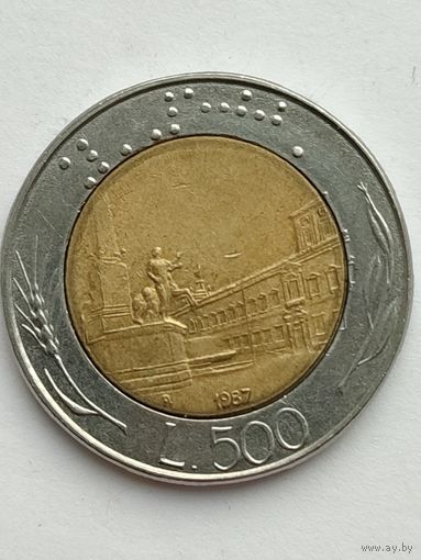 Италия. 500 лир 1987 года.