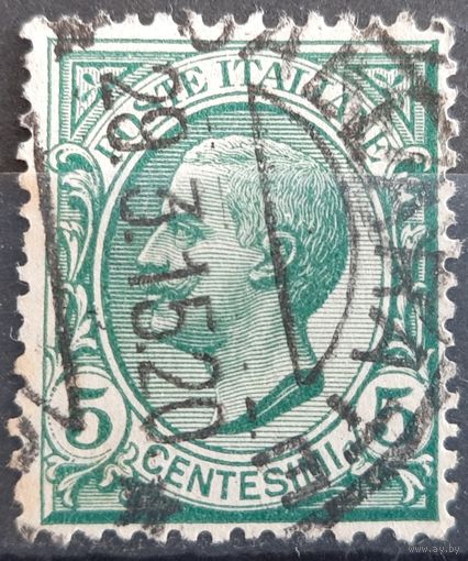 1/3a: Италия - 1906 - стандартная марка - Король - Виктор Эммануил III, 5 чентезимо, водяной знак "корона", [Mi. 78], гашеная, полное гашение - место и время "GALLARATE; 29.3.15.20"