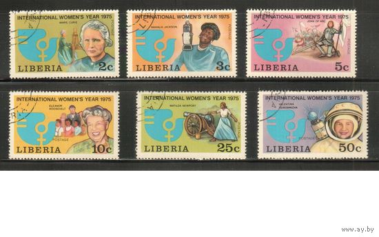 Либерия-1975,(Мих.946-951)  гаш.,Женщины, Космос, Терешкова, (полная серия)