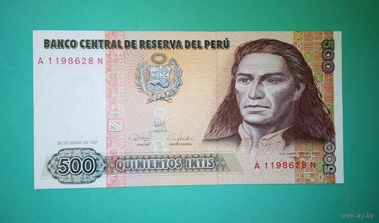 Банкнота 500 инти Перу 1987 г.