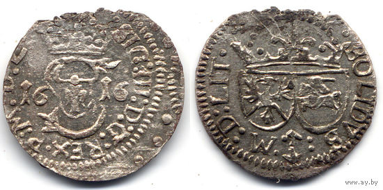 Шеляг 1616, Сигизмунд III Ваза, Вильно. Штемпельный блеск, коллекционное состояние