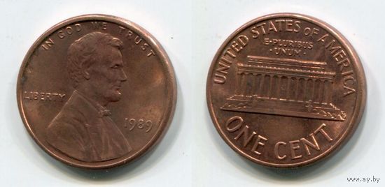 США. 1 цент (1989, XF)