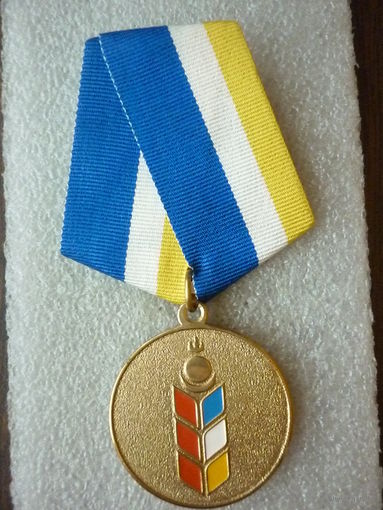 Медаль памятная. Республика Бурятия. За вклад в развитие АПК. Флаг символ соёмбо. Латунь.