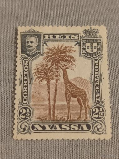 Португальский Мозамбик 1901 года. Ньяса. Жираф. Два с половиной рейса.