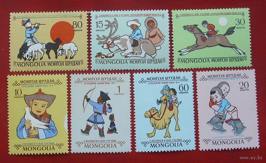 Монголия. День ребёнка. ( 7 марок ) 1966 года. 8-19.