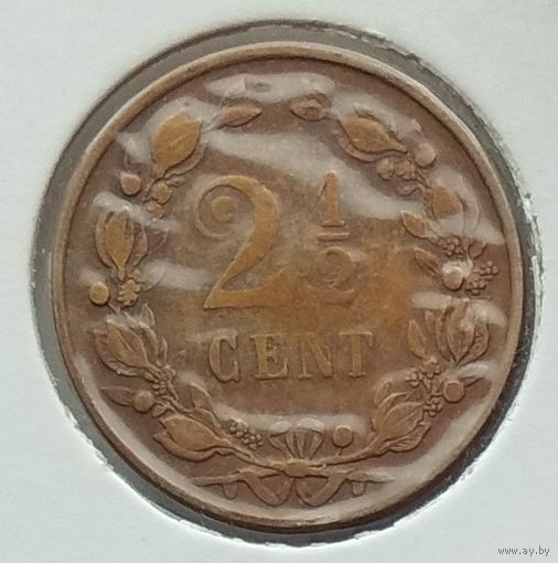 Нидерланды 2 1/2 (2,5) цента 1880 г. В холдере