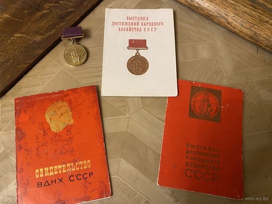 Бронзовая медаль ВДНХ с доком (1969 г) + два дока участника на одного человека