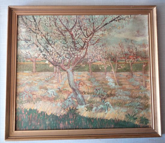 Винсент Ван Гог. Абрикосовые деревья в цвету. Репродукция в раме. Размер рамы 51х45 см