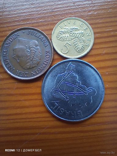 Сингапур 5 центов 1990, Нидерланды 5 центов 1980, Бразилия 1981 -46