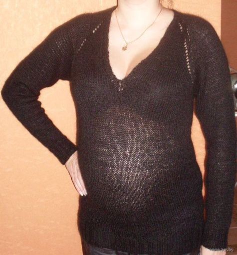 Свитер-платье, можно для беременных, ручная вязка, итальянский махер.