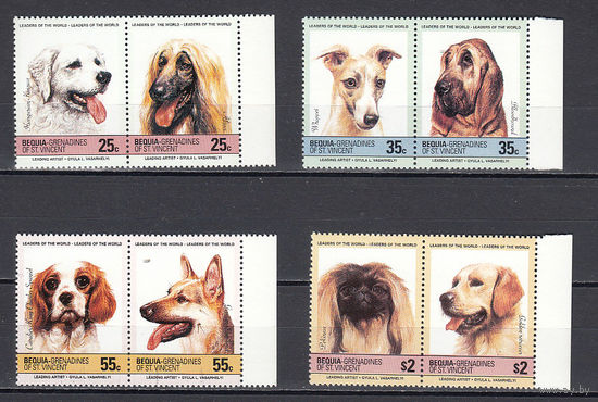 Фауна. Собаки. Бекия (Гренадины). 1985. 4 марок в сцепках.  Michel N 90-97 (5,5 е)