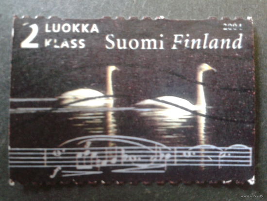 Финляндия 2004 лебеди, внизу ноты Сибелиуса